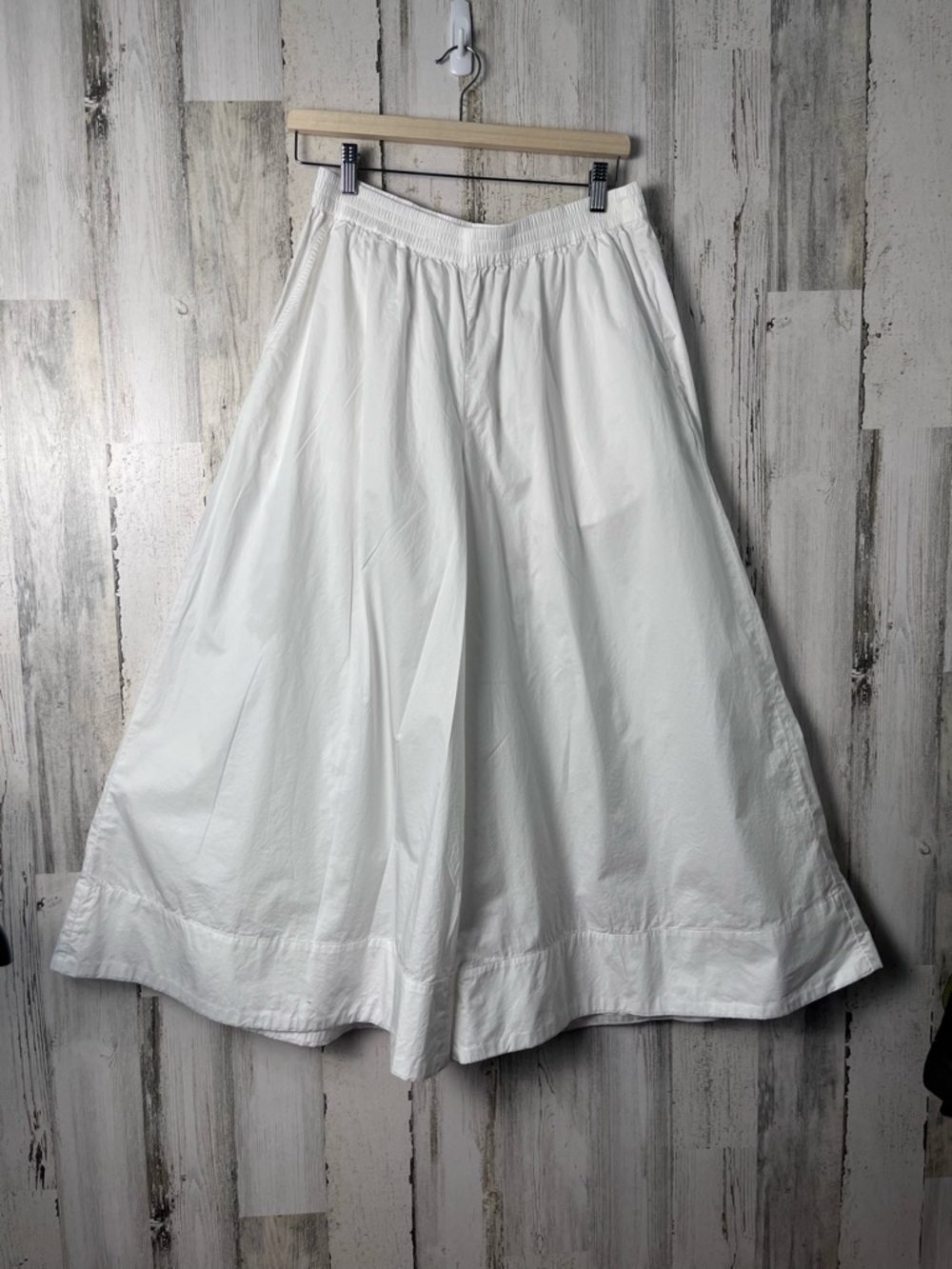 M & S White Wide-Leg Cotton Cropped  Pants 8